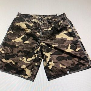Men's Camo Swim Trunks - Olive/Brown